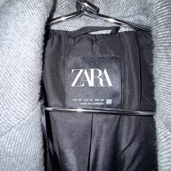Zara Grey Tailored Wool-Blend Single-Breasted Coat - Picture 6 of 8